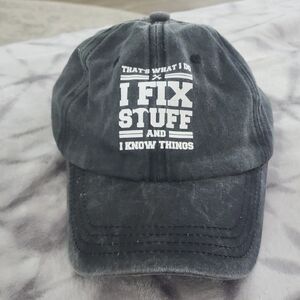 Black Cap with White Text Design